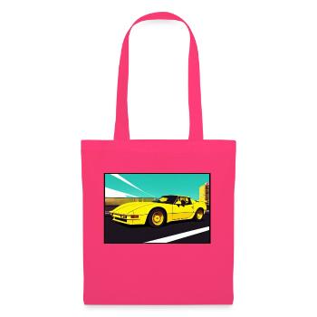 Voiture de sport jaune des années 80 - Sac en tissu - rose azalée - Devant