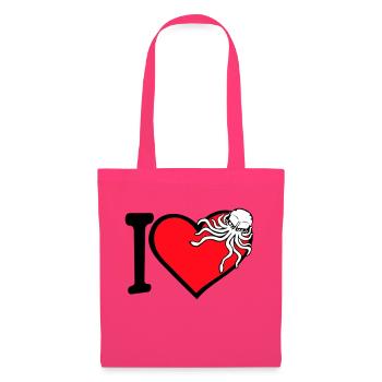 Ich liebe Oktopus Herz I Love Herz Symbol Logo süß - Stoffbeutel - Azalea - Vorne