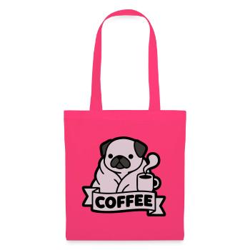 Bannière du Café du Matin du Carlin - Sac en tissu - rose azalée - Devant
