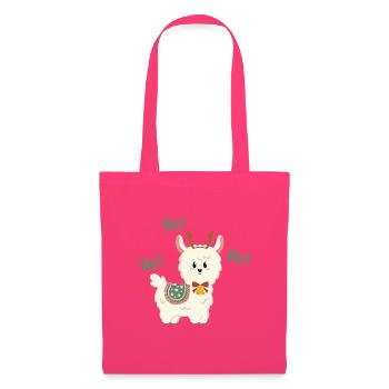 Weihnachts-Lama mit Rentieroutfit und Glöckchen - Stoffbeutel - Azalea - Vorne