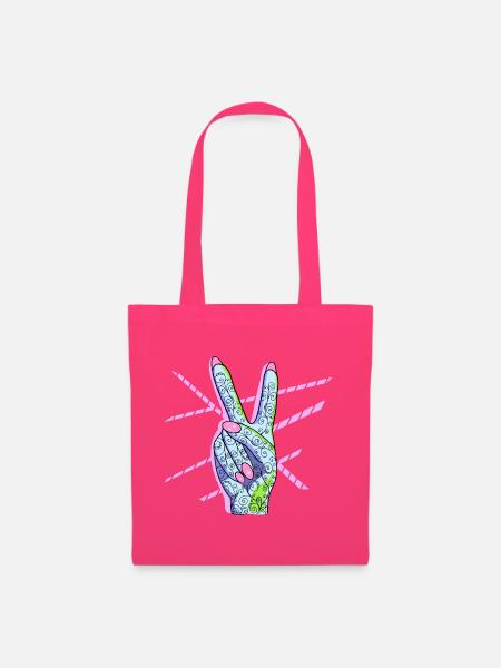 Peace Zeichen Victory Symbol Frau - Stoffbeutel - Azalea