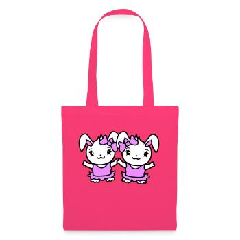 2 Bunnies Girl Pretty Bow Woman Bunny Small - Tote Bag - azalea - Front