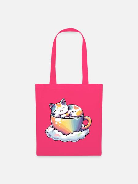 Katzen in Regenbogen-Teetasse - Stoffbeutel - Azalea