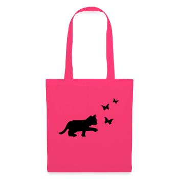 Chat Papillon - Sac en tissu - rose azalée - Devant