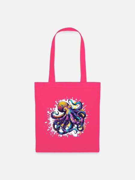 Neon-Tintenfisch Farbexplosion - Stoffbeutel - Azalea