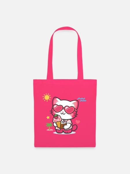Herzbrille Katze mit Eiscreme - Stoffbeutel - Azalea