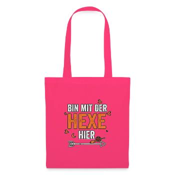 Bin mit der Hexe hier Halloween Hexenhut  - Stoffbeutel - Azalea - Vorne