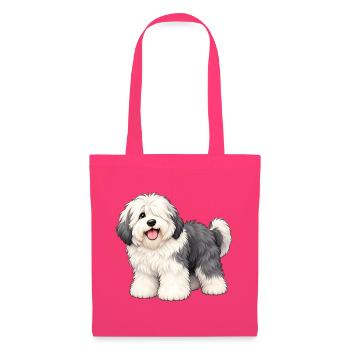 Old English Sheepdog Kawaii Style – Bobtail - Stoffbeutel - Azalea - Vorne