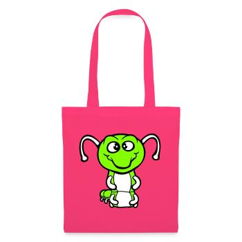 Chenille amicale douce et adorable sourit joyeuse bande dessinée - Sac en tissu - rose azalée - Devant