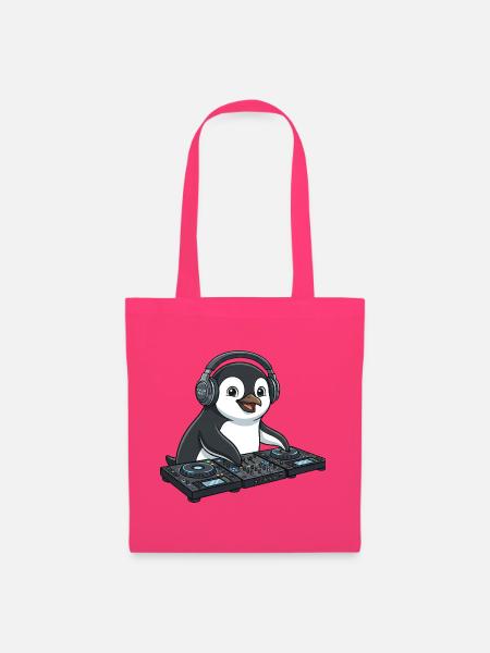 Pinguin DJ Musik Techno Party Comic - Stoffbeutel - Azalea