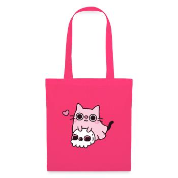 Geisterkatze auf Totenschädel gruselig niedliche Pastell-Goth - Stoffbeutel - Azalea - Vorne