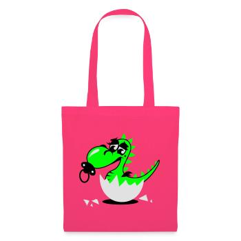 Un bébé petit dragon avec sucette - Sac en tissu - rose azalée - Devant