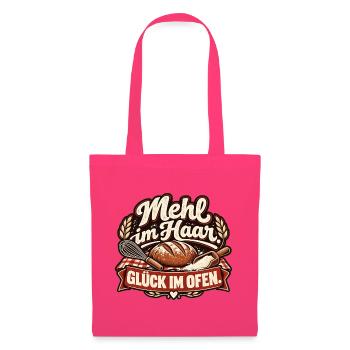 Mehl im Haar. Glück im Ofen. Bäcker - Stoffbeutel - Azalea - Vorne