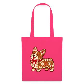 Lebkuchen-Corgi mit Schleife - Stoffbeutel - Azalea - Vorne