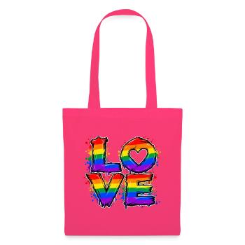 Liebe im Regenbogen-Look - Stoffbeutel - Azalea - Vorne