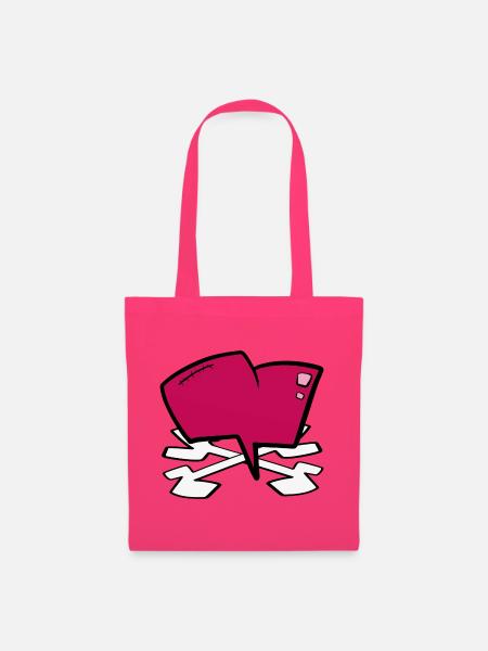pinkes Herz mit Knochen Piraten mit Narbe Shirt - Stoffbeutel - Azalea