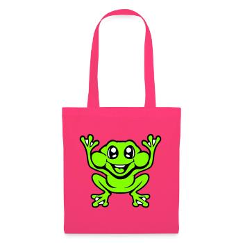 grenouille crapaud rire drôle saut heureux bande dessinée - Sac en tissu - rose azalée - Devant