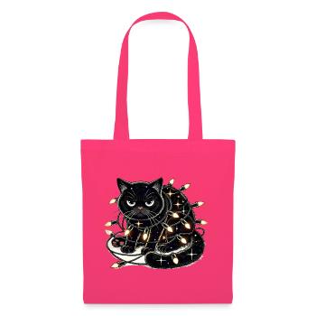 Chat de Noël . Miaoul mais s’il vous plaît sans guirlande - Sac en tissu - rose azalée - Devant