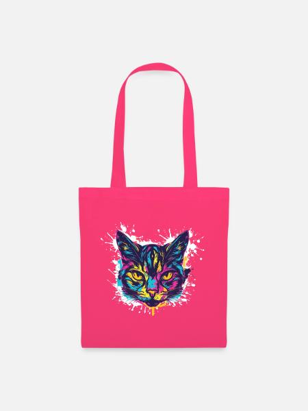 Katze Splatter Farbkleckse - Stoffbeutel - Azalea