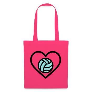 Volley-ball de cœur – Amateur de sport d’équipe - Sac en tissu - rose azalée - Devant