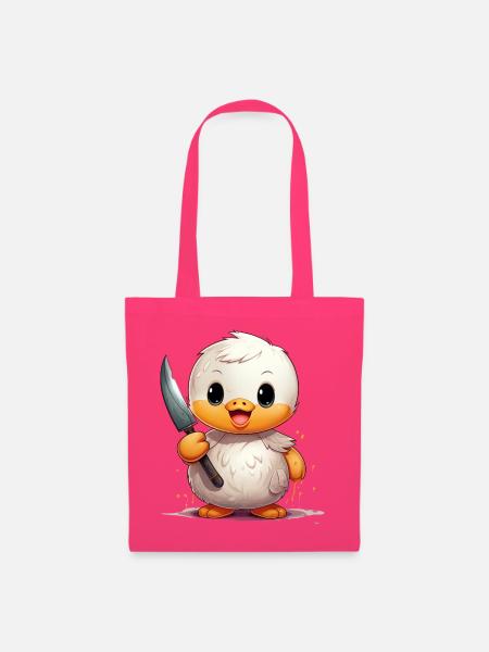 Cute Duck with Knife - Stoffbeutel - Azalea