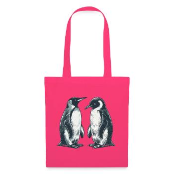 Pingouins - Sac en tissu - rose azalée - Devant