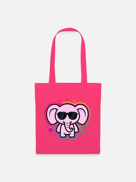 Rosa Elefant mit Brille - Stoffbeutel - Azalea