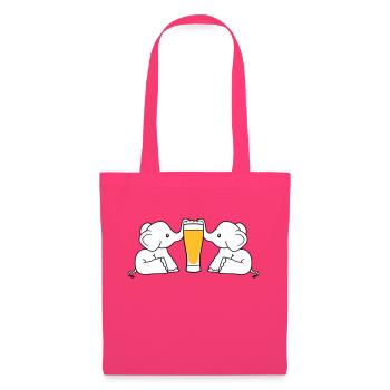 Couple d'équipe 2 amis équipage alcool bière d'éléphant sucer - Sac en tissu - rose azalée - Devant