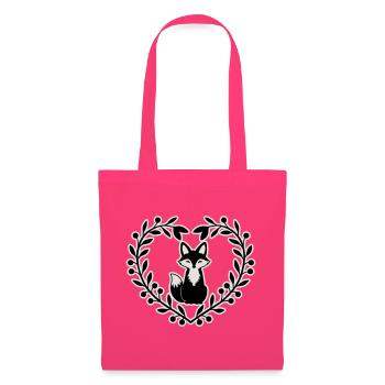 Renard mignon dans une couronne de feuilles - dessiné à la main - Sac en tissu - rose azalée - Devant