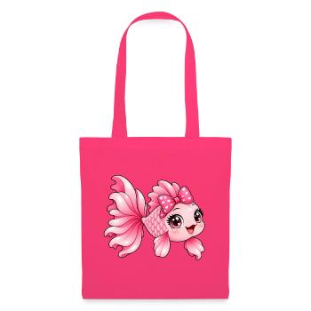 Kawaii Pink Fish mit Schleife und Herzen - Stoffbeutel - Azalea - Vorne