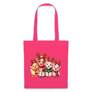 Niedliche Weihnachtstiere mit Rentiergeweih - Stoffbeutel - Azalea - Vorne