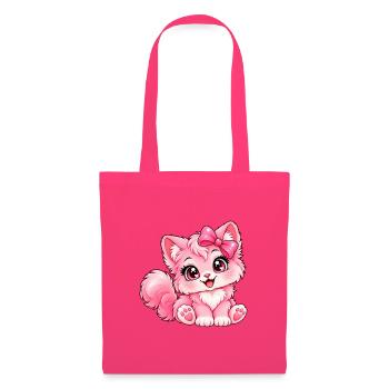 Kawaii Pink Kitten mit Schleife - Stoffbeutel - Azalea - Vorne