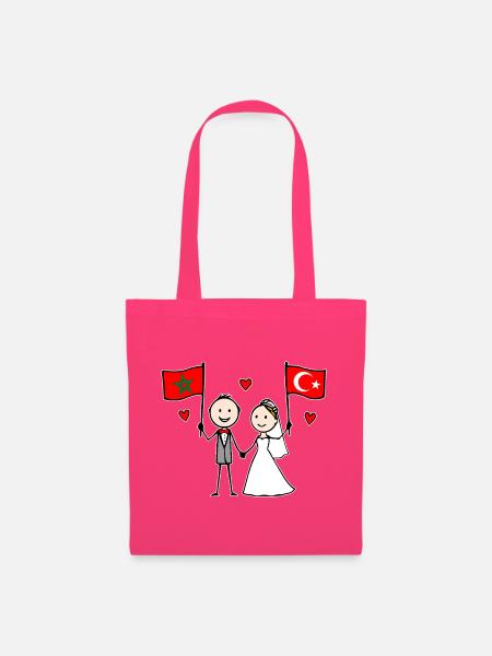 Hochzeitspaar Marokko Türkei Flagge - Stoffbeutel - Azalea