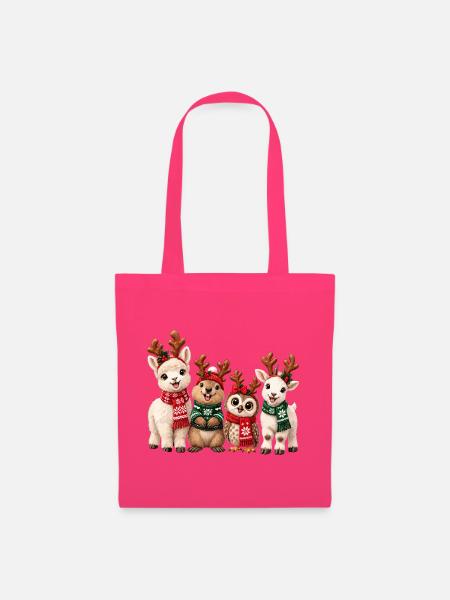 Lustige Weihnachtstiere mit Rentiergeweih - Stoffbeutel - Azalea
