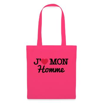 J'aime mon homme - Sac en tissu - rose azalée - Devant