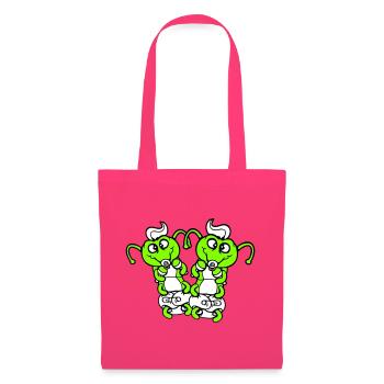 2 chenilles bébé hochet couche tétine enfant né - Sac en tissu - rose azalée - Devant