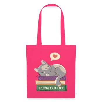 Katze und Bücher - Purrfect life - Stoffbeutel - Azalea - Vorne