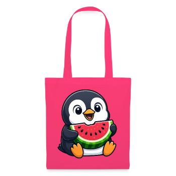 Funny Penguin with Melon Summer Fruit Cartoon - Tote Bag - azalea - Front