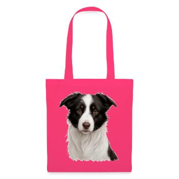 Border Collie Porträt: Treuer Blick - Stoffbeutel - Azalea - Vorne