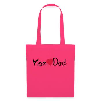 Mom heart Dad txt & red hearts - Tote Bag - azalea - Front