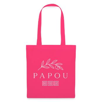Papou – Mediterraner Olivenzweig Serif Vektor - Stoffbeutel - Azalea - Vorne