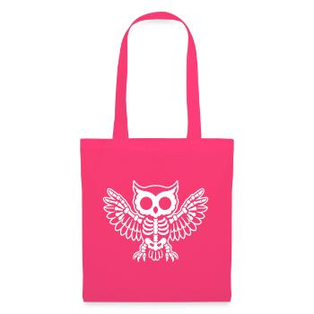 Süßes Skelett Eule Uhu Vogel Cartoon Weiß Shirt - Stoffbeutel - Azalea - Vorne
