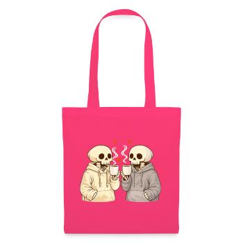 Cozy Skelett Paar mit Tassen – Warme Momente - Stoffbeutel - Azalea - Vorne