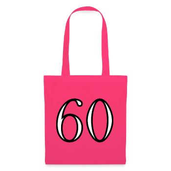 60. 60 ANS. 60e ANNIVERSAIRE. ANNIVERSAIRE 60 ANS. - Sac en tissu - rose azalée - Devant