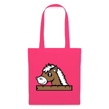 horse hidden behind fence wooden wall stable door - Tote Bag - azalea - Front