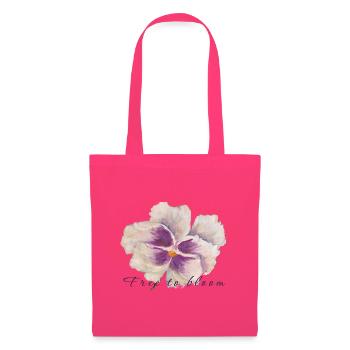 Peinture de fleurs en pensée blanche - Libre de fleurir - Sac en tissu - rose azalée - Devant