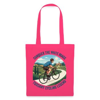 Conquer The White Roads Vintage-Radsportplakat - Stoffbeutel - Azalea - Vorne