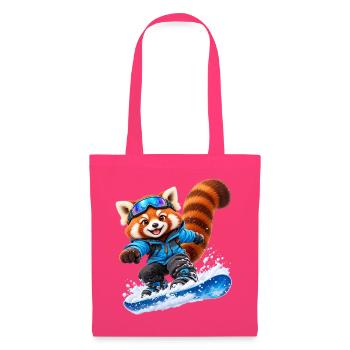 Snowboardender Red Panda auf Blue Board - Stoffbeutel - Azalea - Vorne