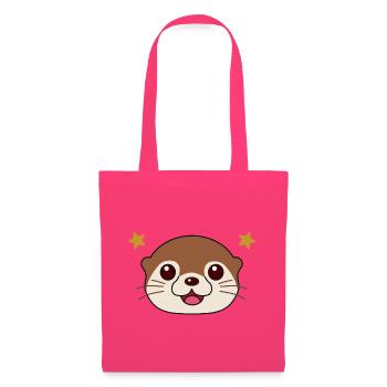 Loutre Mignonne Souriante - Sac en tissu - rose azalée - Devant