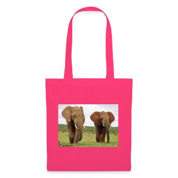 Deux éléphants sur la savane - Sac en tissu - rose azalée - Devant